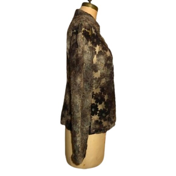 Vintage 90s lace crochet button up shirt top - Picture 12 of 16